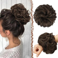 FESHFEN Messy Bun Hair Pieces - Large Wavy Curly Elastic Hair Bun Scrunchies Ponytail Extensions Synthetic Chignon Hairpieces for Women, Dark Brown & Light Auburn Mixed 1.94oz