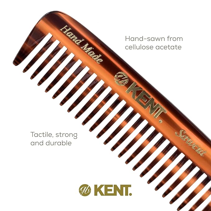 Kent 93T Beard Comb for Men - Wide Tooth Men's Comb, Ideal For Mustaches and Beards and Facial Hair, Small Pocket Sized Travel Detangler Combs, Saw-Cut, Hand Polished, Made in England
