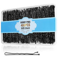 400Pcs Bobby Pins Black, Premium Curved Bobby Pin Brown Blonde Hair Secure-Hold & Pain-Free, 2-Inch Non-Sliding Black Bobby Pins, Invisble Wave Hair Pins for Women Girl Child for Various Hair Styles
