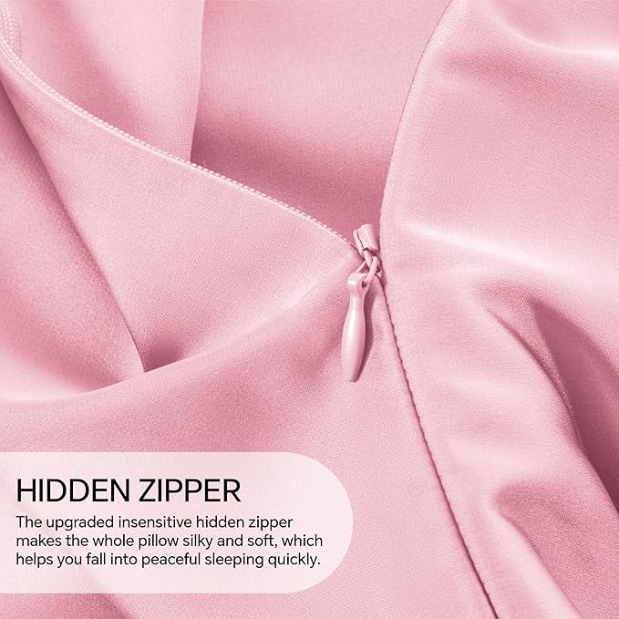 INFIIXSO Mulberry Silk Pillowcase for Hair and Skin, Silk Pillow Cases Standard Size with Hidden Zipper 20x26 Inches, Extraordinary Smooth and Soft Cooling Pillow Cases for Hot Sleepers(Pink, 1 Pack)