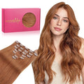WENNALIFE Clip in Hair Extensions Real Human Hair, 20 Inch 120g 7pcs Cinnamon Terra Copper Remy Hair Straight Natural Extensiones De Cabello Humano Con Clip Ins