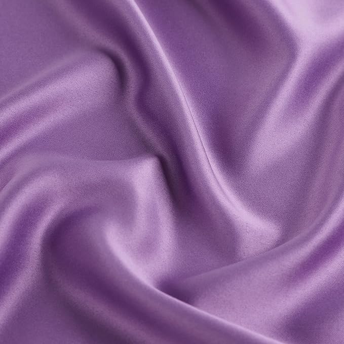 uxcell 2 Pack Silk Satin Pillowcase for Hair and Skin, Cool, Silky, Soft Breathable Pillow Cases Queen Size 20x30 Inch Sateen Pillowcase Purple with Envelope Closure