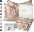 PREMIUM LUXSILK™ Silk Pillow Cases 2 PACK | 22 Momme Mulberry Silk Pillowcase Set of 2 | Standard Queen, King Size, All Sides 100% Pure Silk Slip Pillowcases Bliss for Couples, Zipper [Nude Champagne]