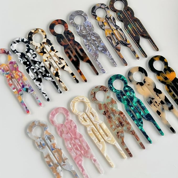 Prestige French Hair Pins, Acetate Leopard Print Hair Pin for Women,Suitable for All Hair Types (E-3PCS)