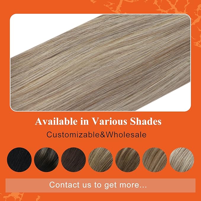 Full Shine Straight Human Hair Extensions Tape in 18Inch Seamless Hair Extensions Real Human Hair Highlighted Hair Extensions Ash Blonde with Platinum 20Pcs 50Grams Add Volume Remy Hair Extensions