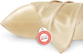 Bedsure King Size Satin Pillowcase Set of 2 - Champagne Gold Silky Pillow Cases for Hair and Skin with Envelope Closure, Similar to Silk Pillow Cases, Gifts for Women Men, 20x36 Inches, 2pcs