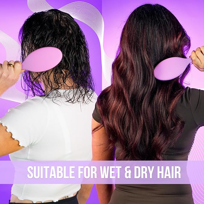 SimplyHair Ultimate Hair Extension Brush & Detangler Anti-Static, Dual Bristle Design, Soft Boar Bristle, Great for All Hair Types & Extensions - Pink & Purple Ombre Brush Ideal for Adults & Kids