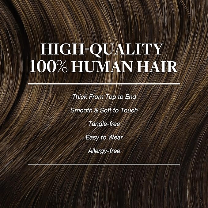 GOO GOO Clip in Hair Extensions Real Human Hair, Remy Human Hair Extensions Clip ins for Women, Natural Human Hair, 18inch 150g 9Pcs, 4A Chocolate Brown