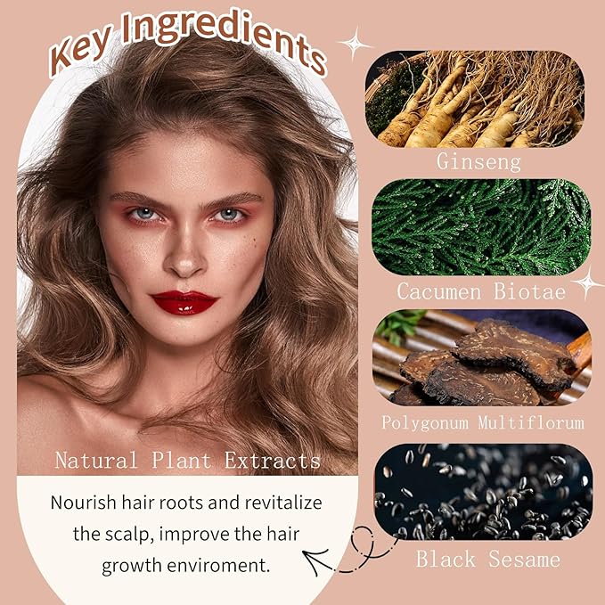 Natural Light Brown Hair Dye Shampoo 3 in 1 for Men & Women, Herbal Instant Color Shampoo Para Canas, 100% Gray Hair Coverage, 16.9 Fl Oz