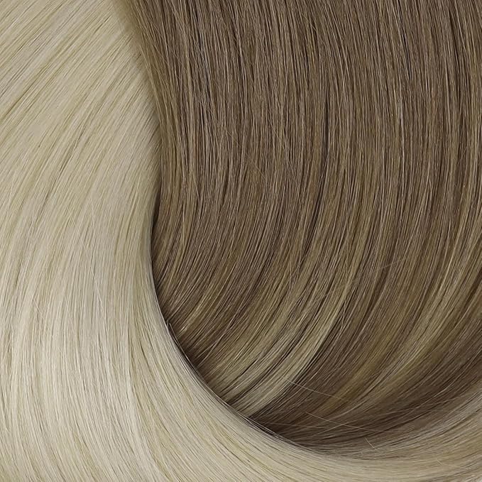 Full Shine Ombre Seamless Clip in Hair Extensions Ash Brown Ombre Platinum Blonde for Women Invisible Remy Hair Extension Clip ins 16 Inch 120 Grams 8 PCS