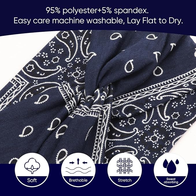 Extra Wide Headbands for Women Large Turban Headband Non Slip Boho Elastic Hairband Hair Twisted Knot Head Bands Accessories