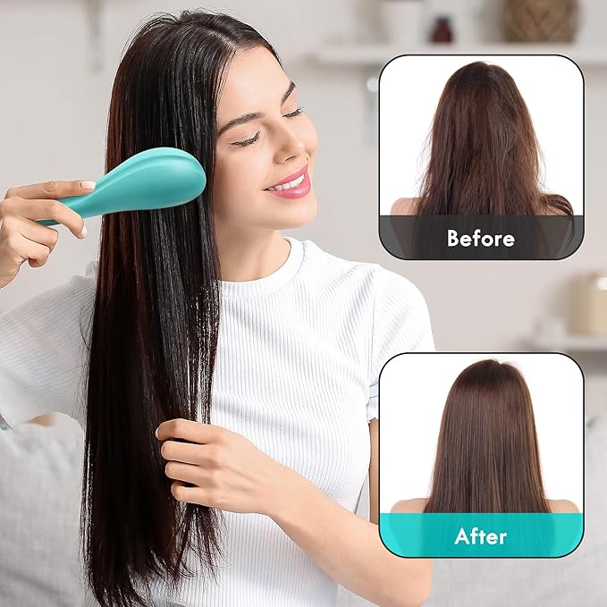 Detangling Hair Brush Set - 2 Pack Detangler Hairbrush with Ultra Soft Bristle for Effortless Tangle Removal - For Dry Wet Damaged Curly Hair for Men Women Girls Boys Kids - Pink & Green