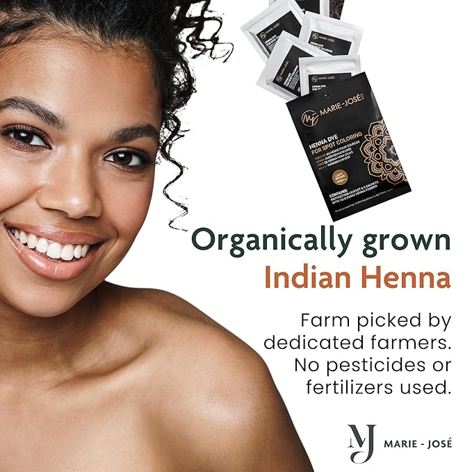 Marie-José & Co Henna Dye Set - Professional Henna Tint for Spot Coloring - Good for 50 Applications (Light Brown)
