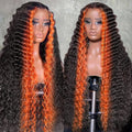 AMIRTY 250% Density 13x6 Deep Wave Lace Front Wigs Human Hair 2/350 Deep Curly Frontal Wigs Human Hair Drawstring Wig Human Hair Pre Plucked with Baby Hair for Women (26 Inch)