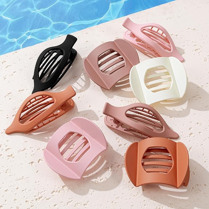 8 PCS Flat Hair Clips for Women French Matte Flat Claw Clips for Thick & Thin Hair No-Slip Hair Barrettes, Strong Hold Styling Accessories