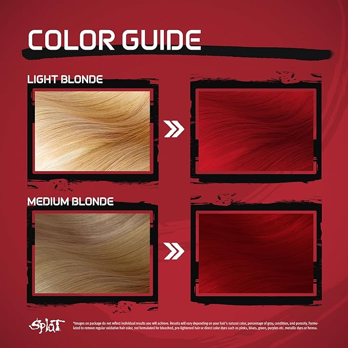 Splat Luscious Raspberries Semi Permanent Hair Dye Kit with Bleach, 1 Application, Includes Red Hair Dye, Oxide & Bleach Powder, Vegan & Cruelty Free Hair Color