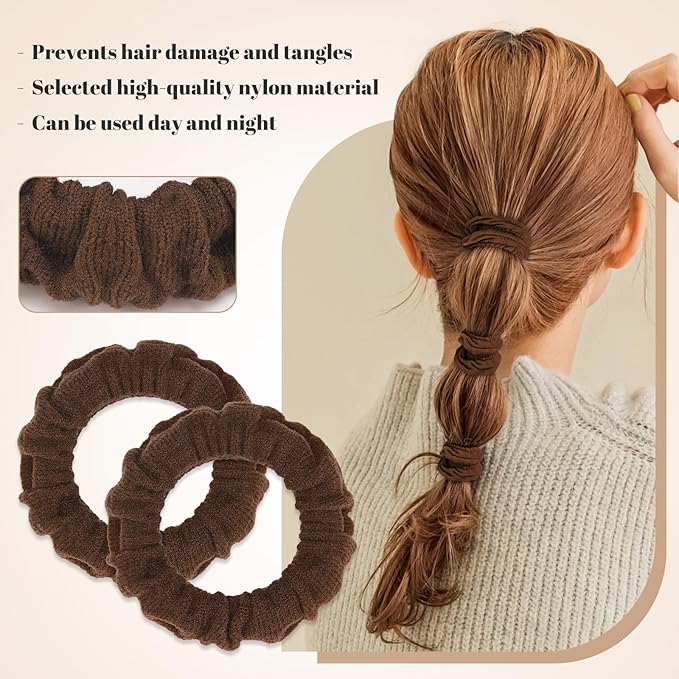 WantGor Hair Ties, Women 10PCS Hair Bands No Damage Elastic Scrunchies Seamless Ponytail Holders Hair Accessories Head Bands for Women's Thick Thin Hair (Brown)