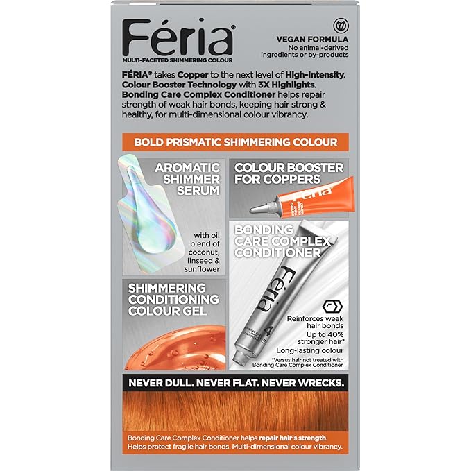 L'Oreal Paris Feria Multi-Faceted Shimmering Permanent Hair Color, C74 Copper Crave (Intense Copper), Pack of 1 Hair Dye Kit