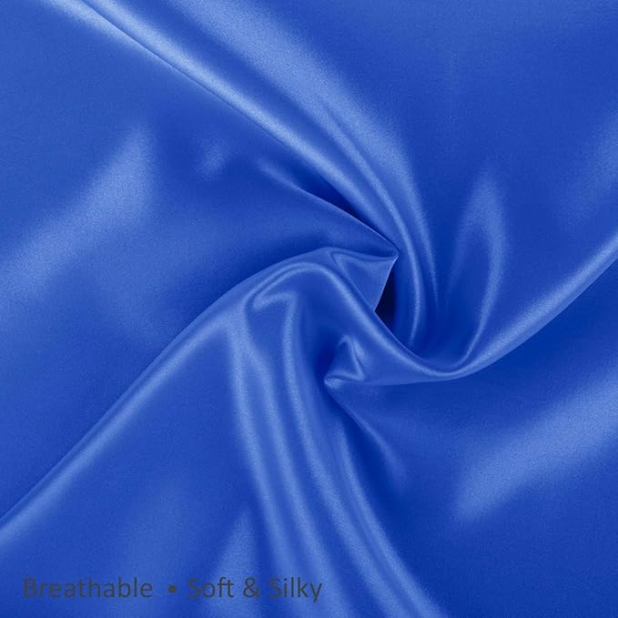 BLISSFORD Royal Blue Satin Pillowcase with Zipper, for Hair and Skin Care, Feels Soft and Cool Like a Silk Pillowcase, Satin Pillow Cases 2 Pack, Slik Pillow Cover, King Size - Set of 2