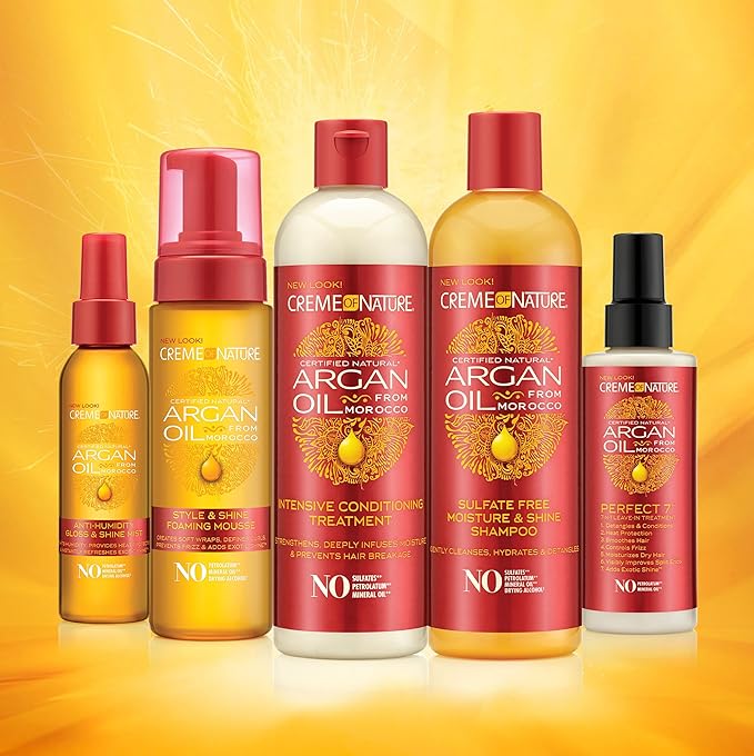 Creme of Nature Argan Oil Anti Humidity Gloss & Shine Mist With Heat Protection, Smooth & Shine Hair Polisher With Anti Frizz Control, 4 Fl Oz Each