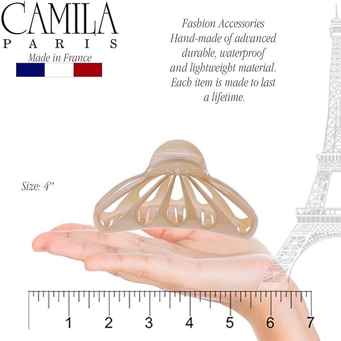 Camila Paris CP3054 2PK French Hair Clip for Women With Thick, Long, Curly, Wavy Hair - Girls Claw Clips Fashion Styling Accessories, Strong Hold No Slip Grip, Made in France