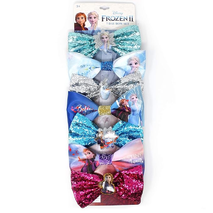 Disney Frozen 2 Girls 7 pcs Small Bow Bundle, Hair Bows for Girls - Ages 3+