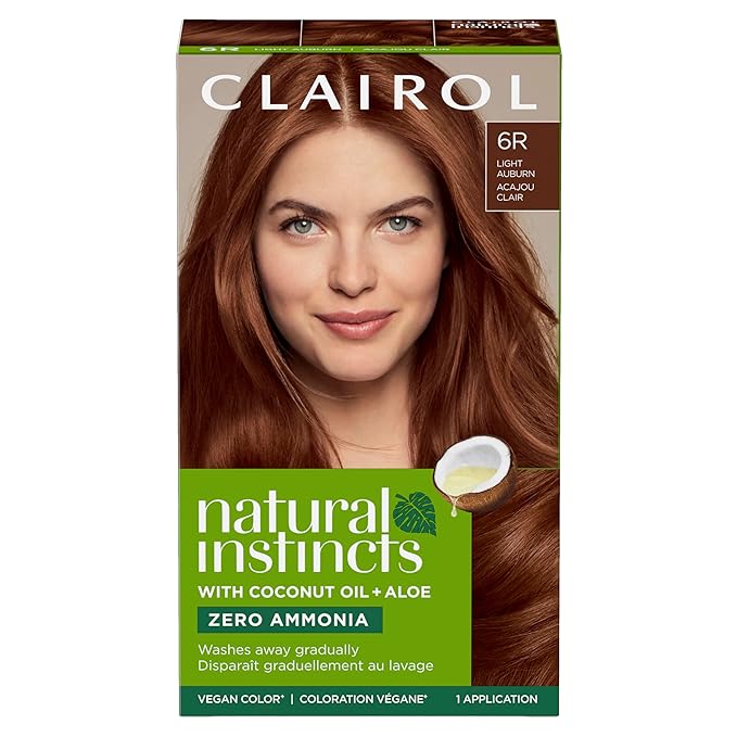 Clairol Natural Instincts Demi-Permanent Hair Dye, 6R Light Auburn Hair Color, Pack of 1