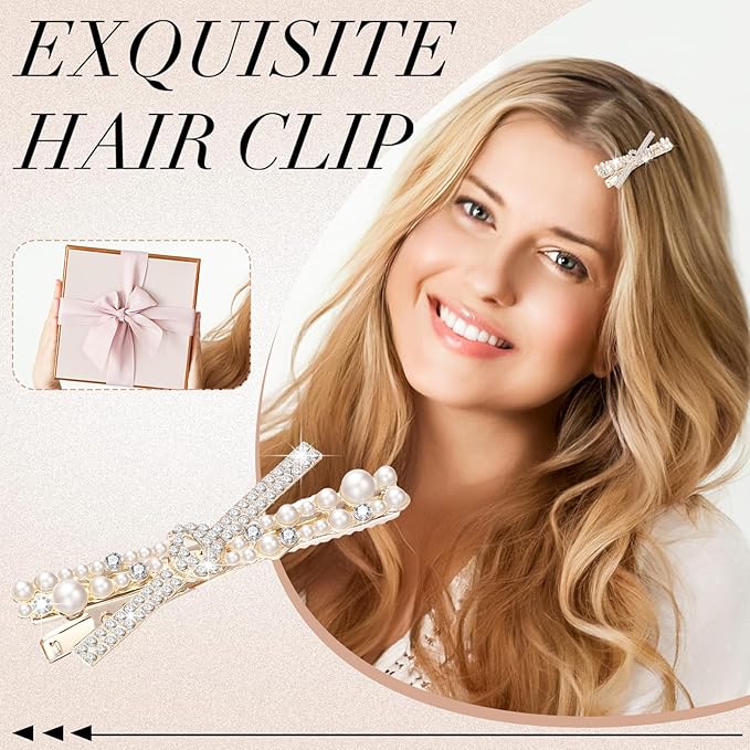 12 Pieces Rhinestone Bobby Pins Decorative Fancy Crystal Hair Clips Shiny Metal X Shaped Barrettes Bling Diamond Wedding Bridal Shower Hair Accessories for Women Ladies Girls (Gold, White)
