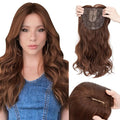 Hairro 18 Inch Long Hair Toppers Wavy with Side Bangs for Women, Clips In Synthetic Hairpieces Capless, for Adding Volume/Birthday/Party/Halloween/Cosplay Dress Up, Chocolate Brown