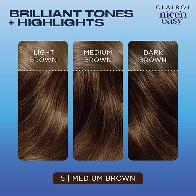 Clairol Nice'n Easy Permanent Hair Dye, 5 Medium Brown Hair Color, Pack of 1