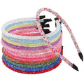 XIMA Crystal Glitter Headbands for Women and Girls, Multi-Color Fashion Hair Accessories, Non-Slip Design Pack of 12
