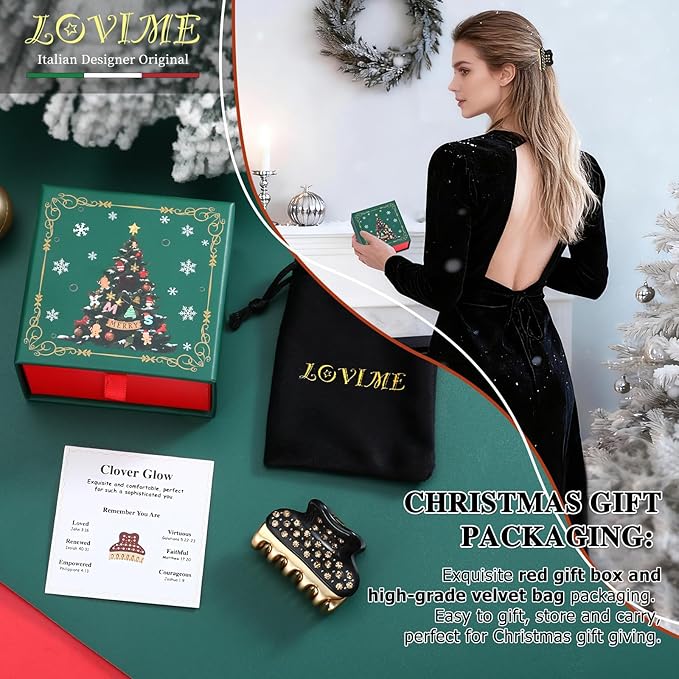 2026 Premium Durable Hair Claw Clip for Women, Original Italian Designed Strong Grip Hair Clips for Normal Fine Thin Hair, No Slip Jaw Clips with Gift Box for Christmas Birthday Girls, 1.7 Inch Black