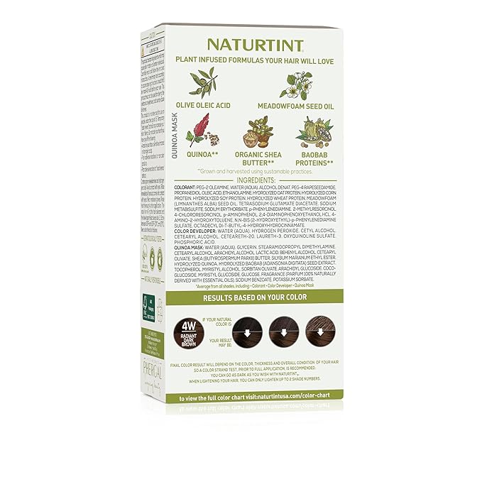 Naturtint 4W Radiant Dark Brown Permanent Hair Color (Pack of 1), Ammonia Free, Vegan, Cruelty Free, up to 100% Gray Coverage, Long Lasting Results (Packaging may vary)
