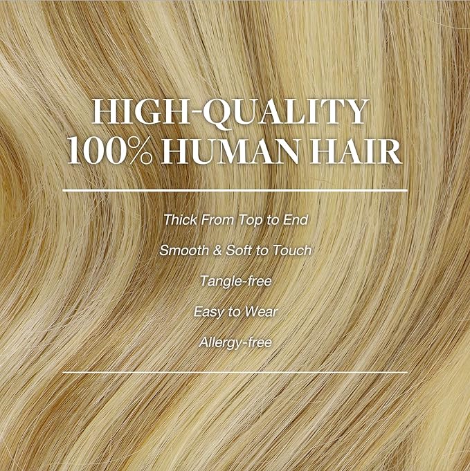 GOO GOO Clip in Hair Extensions Real Human Hair, Remy Human Hair Extensions Clip ins for Women, Natural Human Hair, 20inch 200g 7Pcs, #16/22 Light Blonde Highlighted Golden Blonde