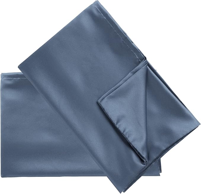 uxcell 2 Pack Silk Satin Pillowcase for Hair and Skin, Cool, Silky, Soft Breathable Pillow Cases Travel Size 14x20 Inch Sateen Pillowcase Slate Gray with Envelope Closure