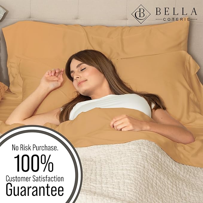Bella Coterie | Luxury Bamboo Viscose Queen Size Pillowcase Set | 100% Organically Grown | Ultra Soft | Cooling | 2 Pcs [Marigold]