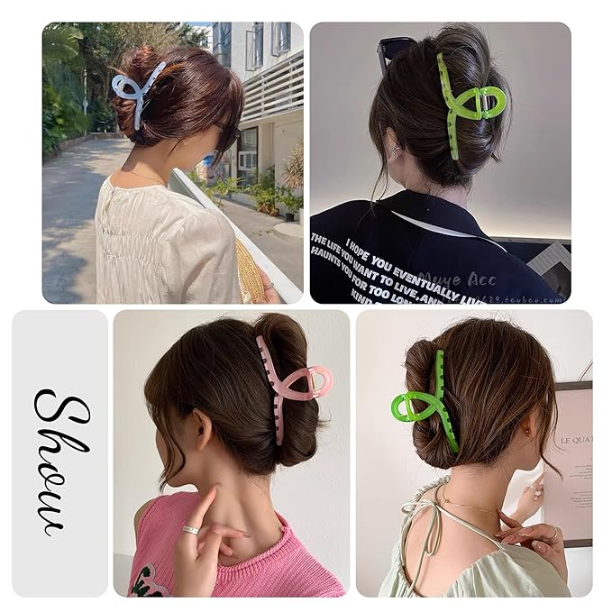 Big Hair Claw Clips Large Butterfly Hair Clips for Women 5.1" Large Transparent Clip Larger Size Hair Clip for Girls Clear Candy Hair Clip Hair Accessories for Long Thin Thick Hair 4 Pcs