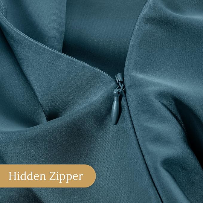 INFIIXSO Silk Pillow Cases 2 Pack Standard Size, Ultra Smooth & Soft Mulberry Silk Pillow Case for Hair and Skin, Breathable Cooling Silk Pillowcase with Hidden Zipper (Bluesteel, 20x26 Inches)