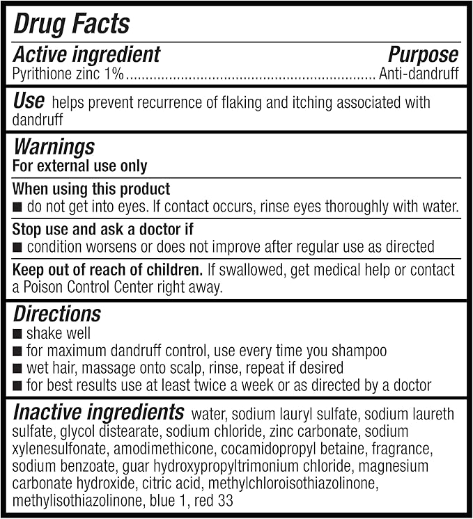 Amazon Basics Dandruff Shampoo for Normal to Oily Hair, 28.2 Ounce (Pack of 4)