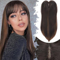 Hair Topper for Women Clip in Bangs – 18 Inch Medium Length Straight 360° Full Coverage Balayage Dark Brown to Chestnut,Synthetic Natural Looking Piece for Thinning Hair