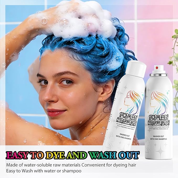 Temporary Hair Color Spray | 150ml Instant Hair Spray for Adults & Kids | Washable & Non-Sticky, Gentle Formula, Blue | Halloween, Cosplay, Costume Party, Festivals