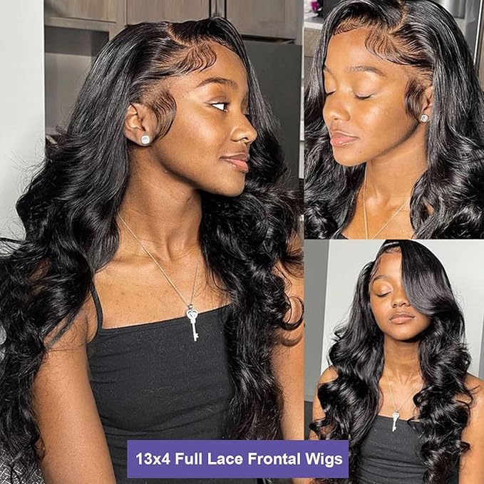 Lemoda 210% Density Full 13x4 Body Wave Lace Frontal Virgin Human Hair Wigs 15A HD Transparent Lace Frontal Wig Unprocessed Human Hair Wigs Pre Plucked Natural Hairline 20Inch