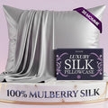 DECOLURE 100% Pure Mulberry Silk Pillow Case Standard Size – Highest Grade 30 Momme 6A+, Luxuriously Soft & Cooling Silk Pillowcase for Hair & Skin, Hypoallergenic, Breathable, Hidden Zipper (Silver)