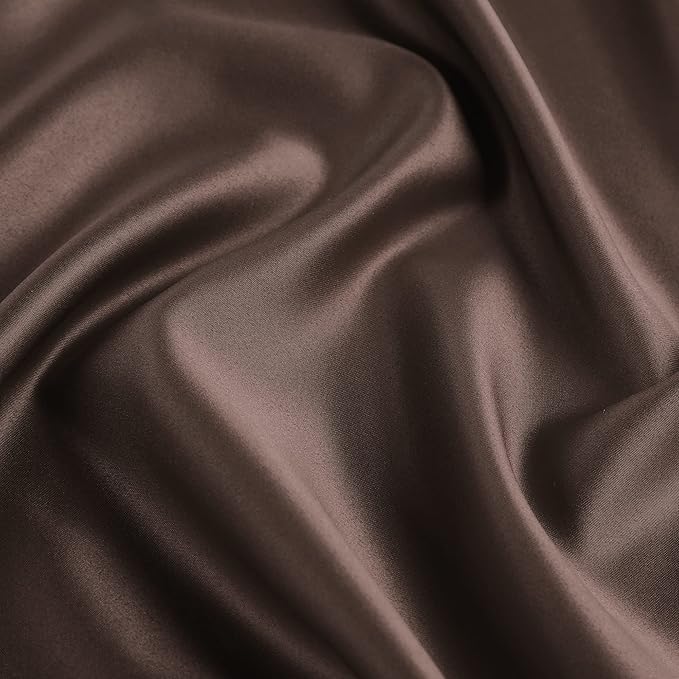 uxcell 2 Pack Silk Satin Pillowcase for Hair and Skin, Cool, Silky, Soft Breathable Pillow Cases King Size 20x36 Inch Sateen Pillowcase Brown with Envelope Closure