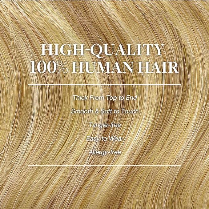 GOO GOO Clip in Hair Extensions Real Human Hair, Remy Human Hair Extensions Clip ins for Women, Natural Human Hair, 26inch 260g 9Pcs, #16/22 Light Blonde Highlighted Golden Blonde