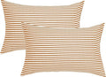 JELLYMONI 100% Natural Cotton Striped Queen Pillowcases Set, 2 Pack White and Rust Stripes Pattern Printed Pillow Covers with Envelope Closure(Pillows are not Included)