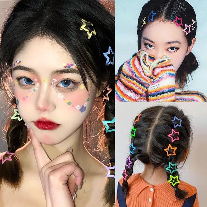 Star Hair Clips Snap Hair Barrettes Non Slip Star Hair Accessories Multiple Colors Metal Hair Clips for Girls Women -15 PCS 1.18"