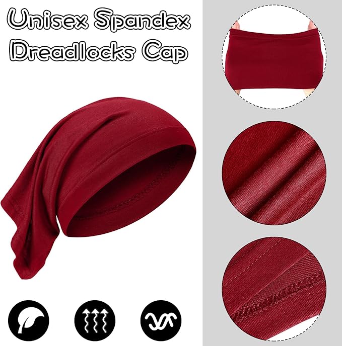 SATINIOR 6 Pcs Spandex Dreadlock Cap Dreadlock Tube Bands Unisex Men Women Elastic Hair Dreads Head Wraps Headbands for Dreads Accessories, 6 Colors(Bright Color)
