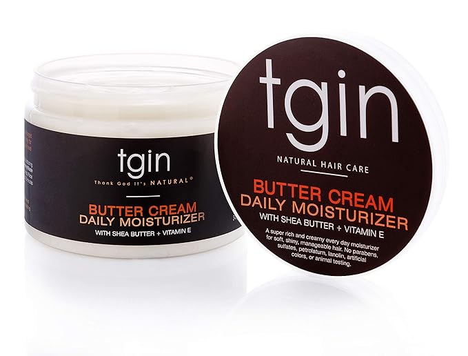 tgin Butter Cream Daily Moisturizer - Curly Hair Products With Deep Hydration for Soft, Defined Curls - Hair Products for Twist Out Styling, Frizz Control and Shine - 12 oz for Type 3B-4C