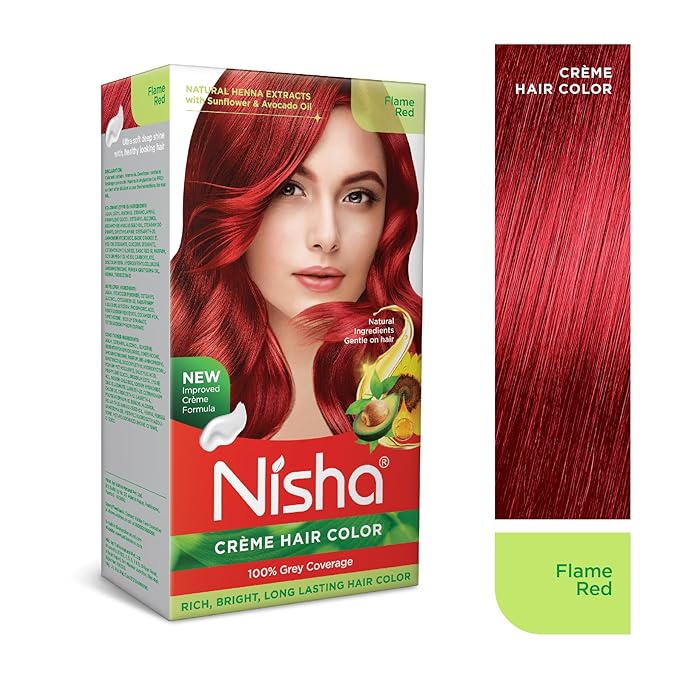 Nisha Creme Hair Color Flame Red (pack of 3)